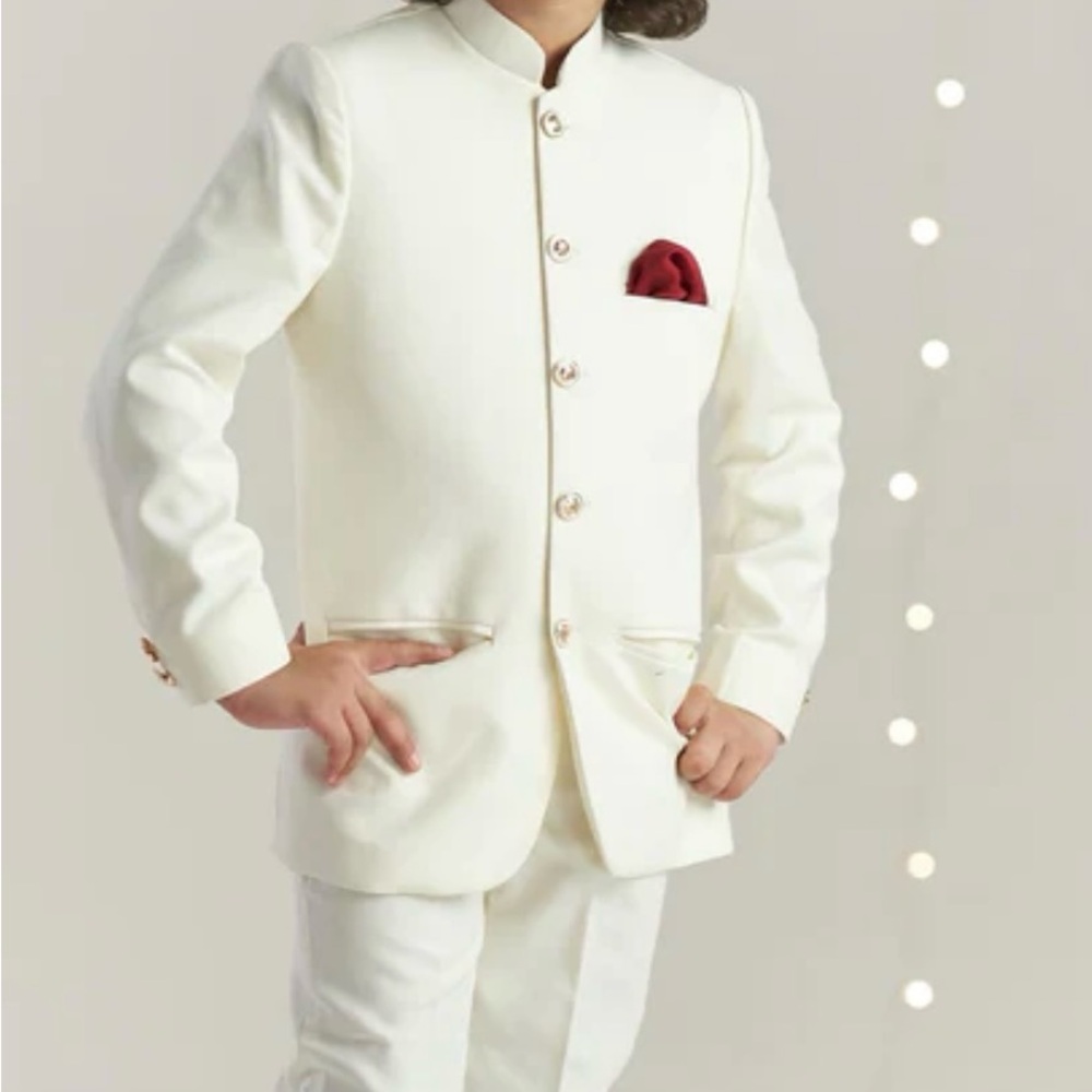 Elegant Cream Kids Jacket with Red Accent
